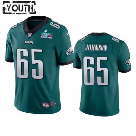 Tröjor Philadelphia Eagles Lane Johnson 65 Grön Super Bowl LVII Vapor Limited - Barn